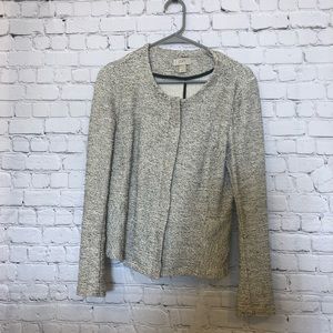 Loft Zip Up Tweed Sweater